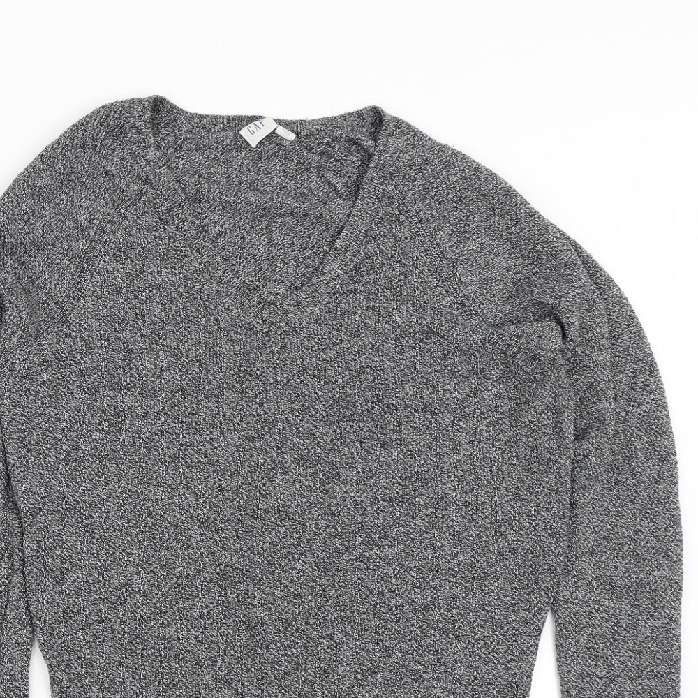 Gap Womens Grey V-Neck  Cotton Pullover Jumper Size XS
