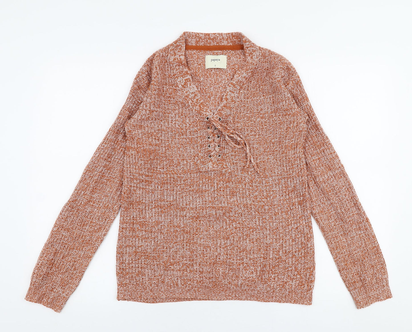 Womens UK Size S Papaya Orange Pullover Jumper