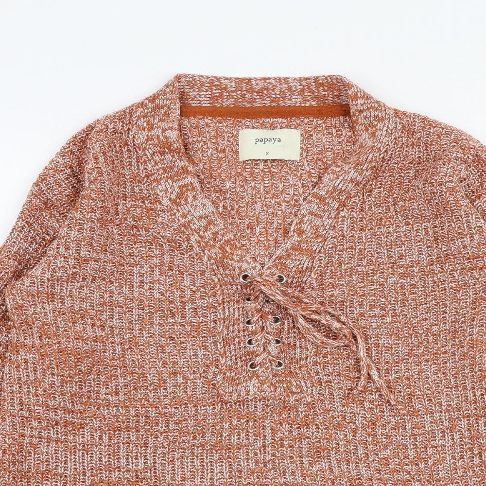 Womens UK Size S Papaya Orange Pullover Jumper