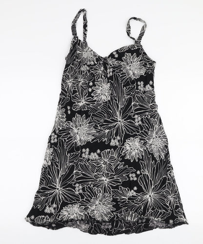 Riviera Womens Black Floral Viscose A-Line  Size 10  Sweetheart Pullover