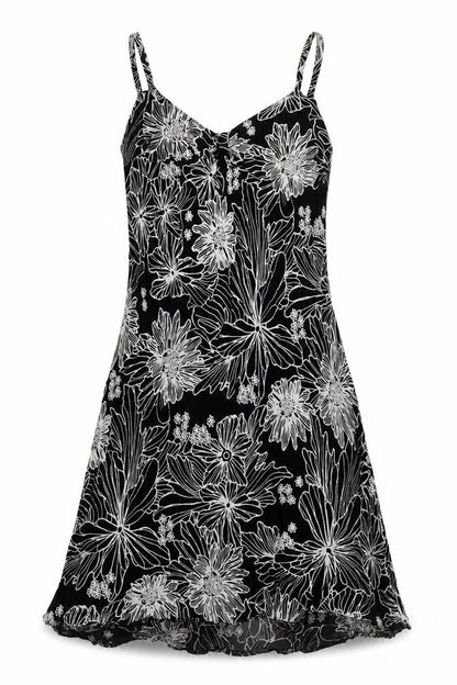 Riviera Womens Black Floral Viscose A-Line  Size 10  Sweetheart Pullover
