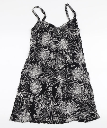 Riviera Womens Black Floral Viscose A-Line  Size 10  Sweetheart Pullover