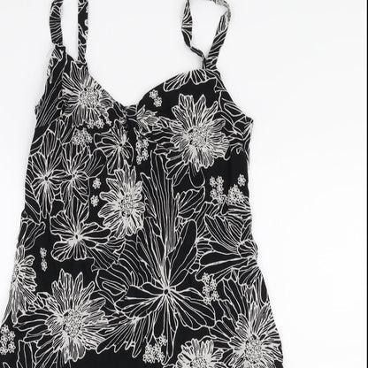 Riviera Womens Black Floral Viscose A-Line  Size 10  Sweetheart Pullover