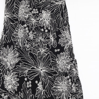 Riviera Womens Black Floral Viscose A-Line  Size 10  Sweetheart Pullover