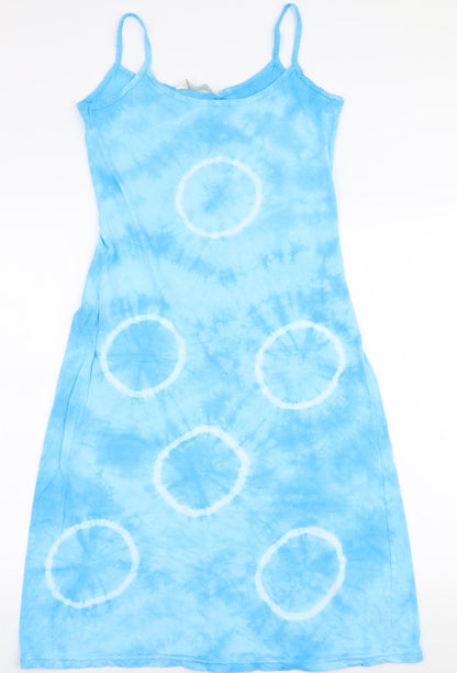 For Women Womens Blue Tie Dye Polyester A-Line  Size 10  Round Neck Pullover