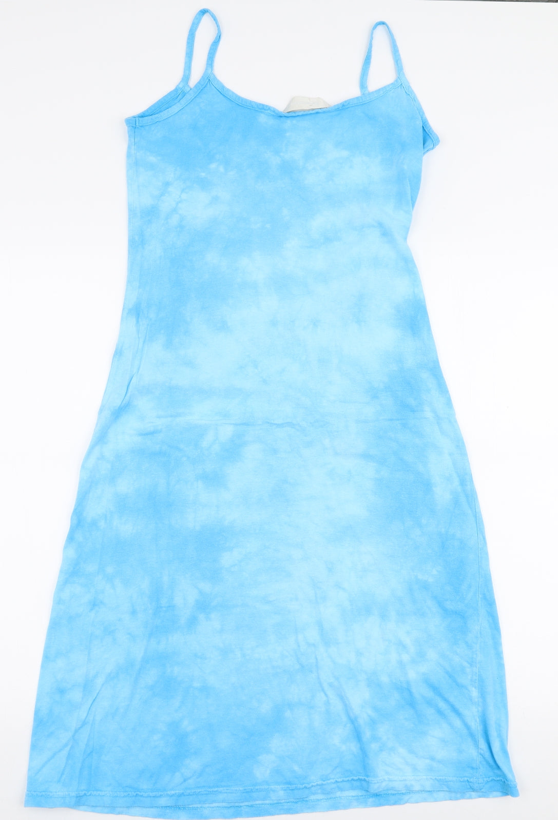 For Women Womens Blue Tie Dye Polyester A-Line  Size 10  Round Neck Pullover