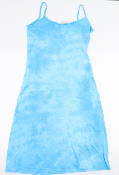 For Women Womens Blue Tie Dye Polyester A-Line  Size 10  Round Neck Pullover
