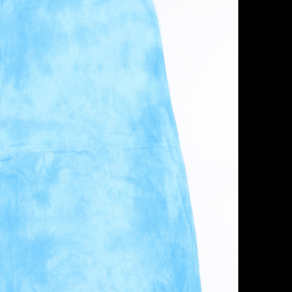 For Women Womens Blue Tie Dye Polyester A-Line  Size 10  Round Neck Pullover