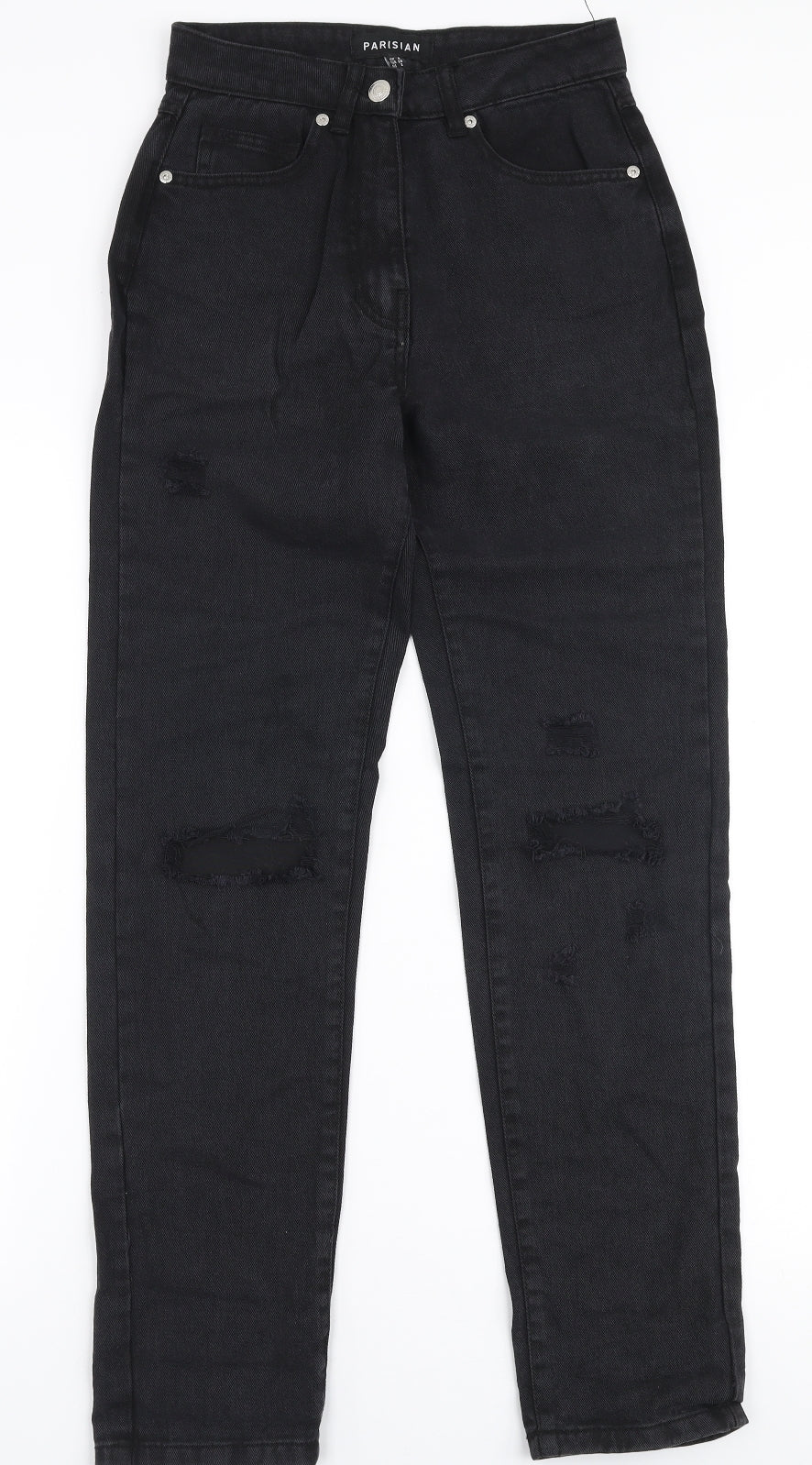 Parisian Womens Black  100% Cotton Mom Jeans Size 6 L28 in Regular Zip