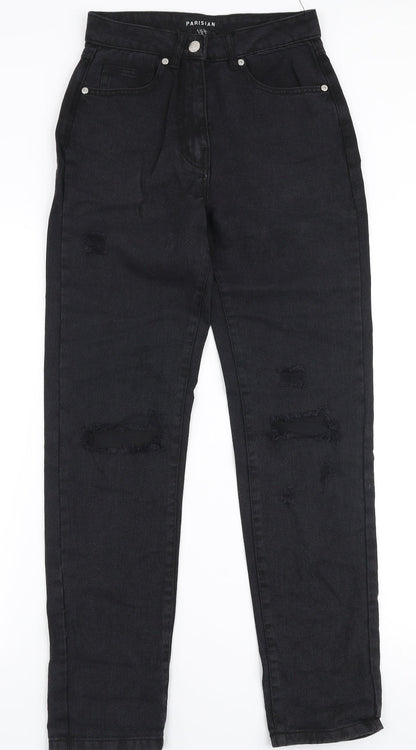 Parisian Womens Black  100% Cotton Mom Jeans Size 6 L28 in Regular Zip