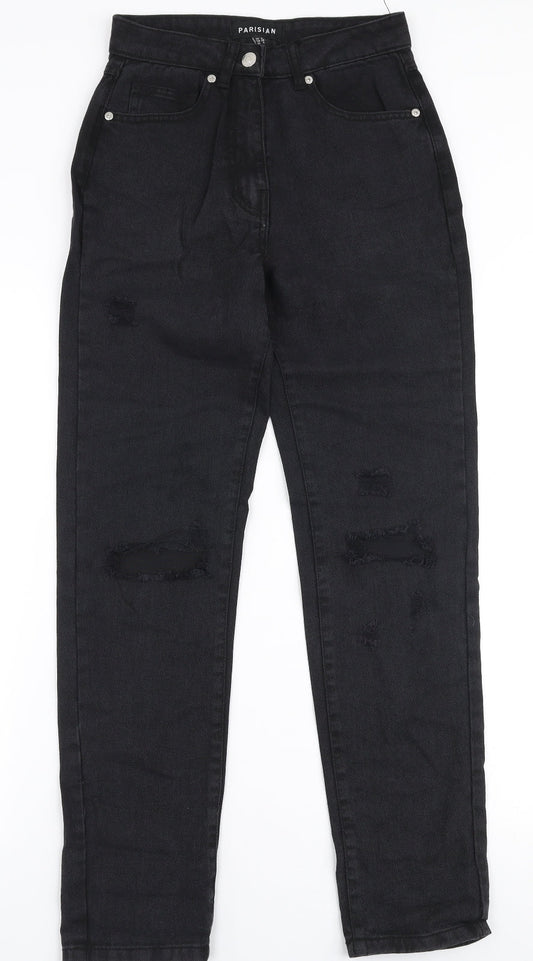 Parisian Womens Black  100% Cotton Mom Jeans Size 6 L28 in Regular Zip