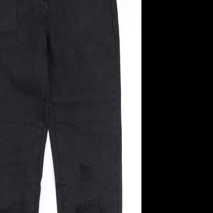 Parisian Womens Black  100% Cotton Mom Jeans Size 6 L28 in Regular Zip