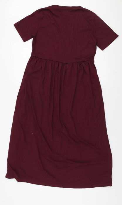 Missguided Womens Purple  Polyester Skater Dress  Size 6  Round Neck Pullover