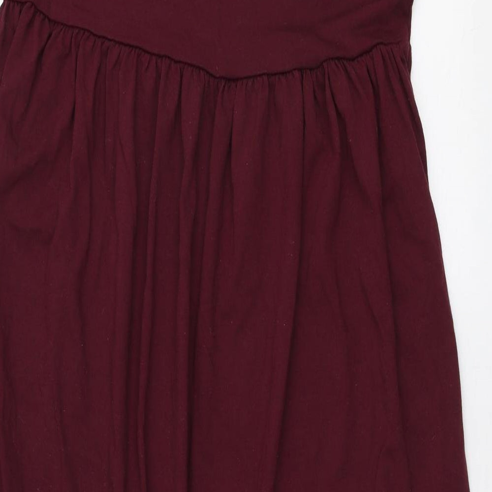 Missguided Womens Purple  Polyester Skater Dress  Size 6  Round Neck Pullover