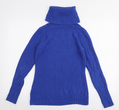 Gap Womens Blue Roll Neck  Cotton Pullover Jumper Size M
