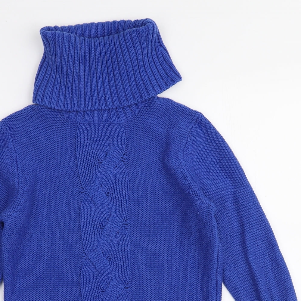 Gap Womens Blue Roll Neck  Cotton Pullover Jumper Size M