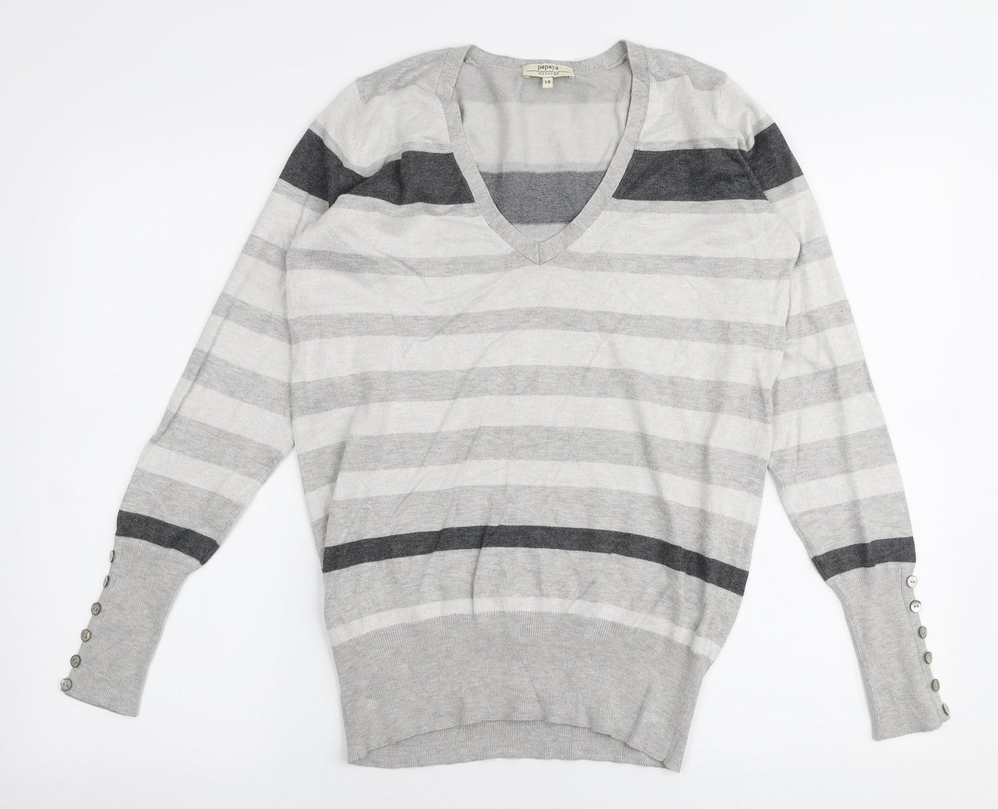 Womens UK Size 14 Papaya Grey Pullover Jumper