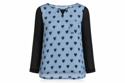 NEXT Womens Blue Geometric Polyester Basic Blouse Size 8 Round Neck