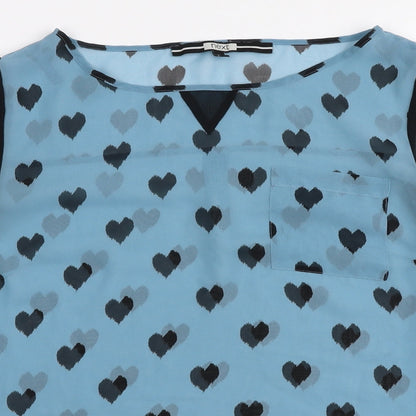 NEXT Womens Blue Geometric Polyester Basic Blouse Size 8 Round Neck