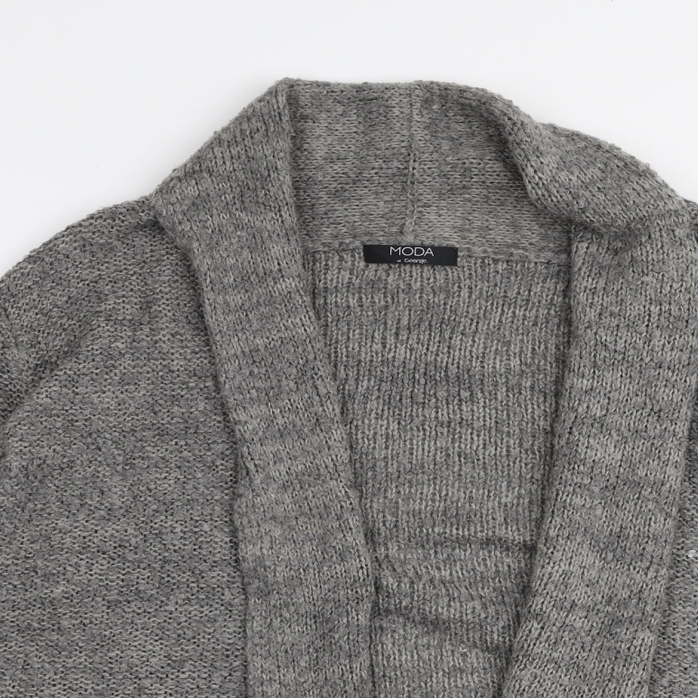 George Womens Grey V-Neck  Acrylic Cardigan Jumper Size 10