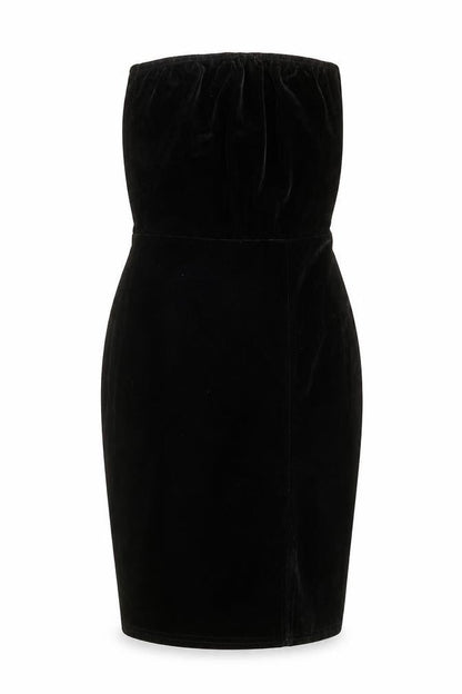 PRETTYLITTLETHING Womens Black  Polyester Ball Gown  Size 10  Square Neck  - Tube Dress