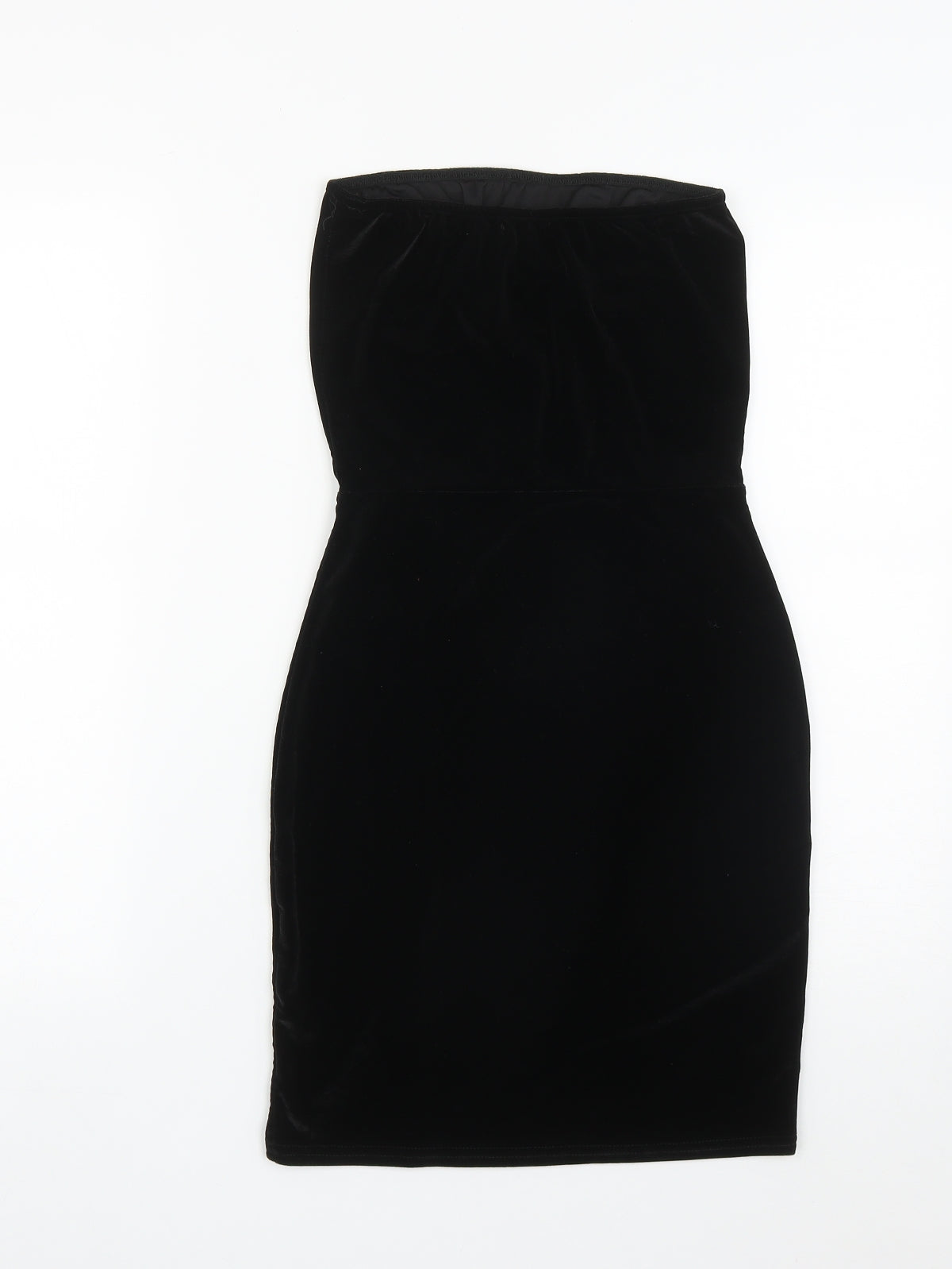 PRETTYLITTLETHING Womens Black  Polyester Ball Gown  Size 10  Square Neck  - Tube Dress