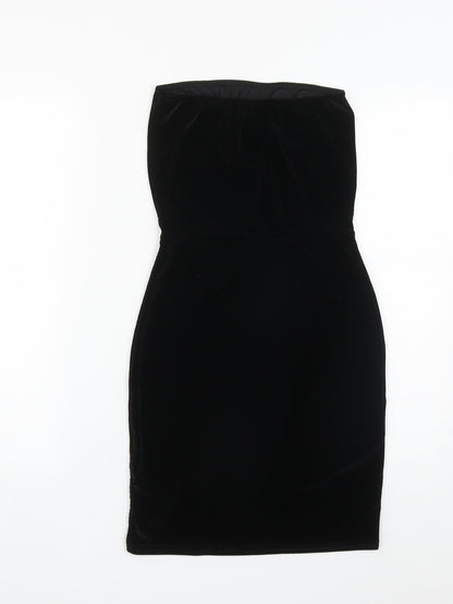 PRETTYLITTLETHING Womens Black  Polyester Ball Gown  Size 10  Square Neck  - Tube Dress