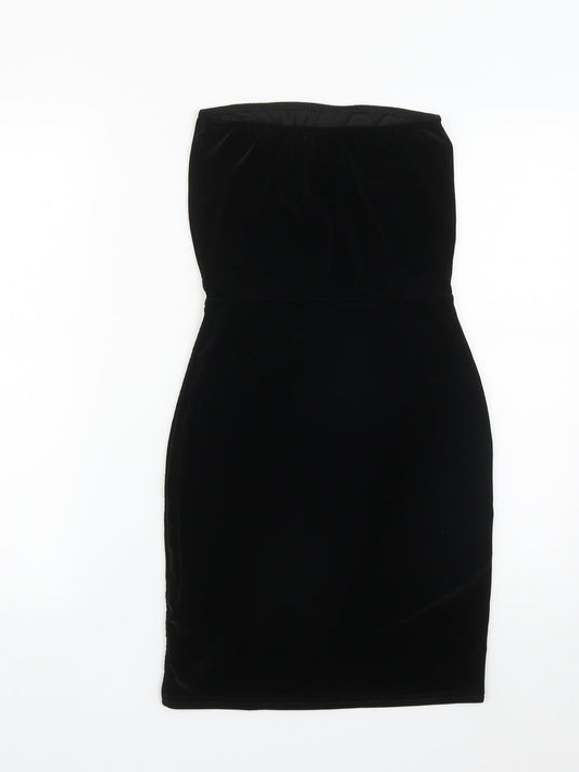 PRETTYLITTLETHING Womens Black  Polyester Ball Gown  Size 10  Square Neck  - Tube Dress