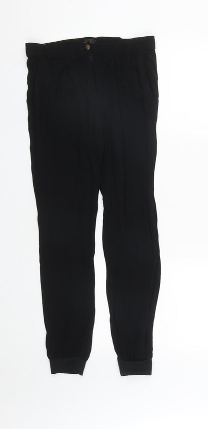 Topshop Womens Black  Polyester Jogger Trousers Size 8 L27 in Regular Zip