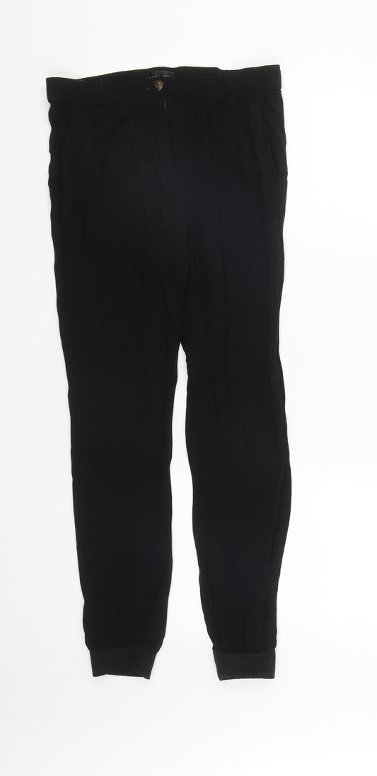 Topshop Womens Black  Polyester Jogger Trousers Size 8 L27 in Regular Zip