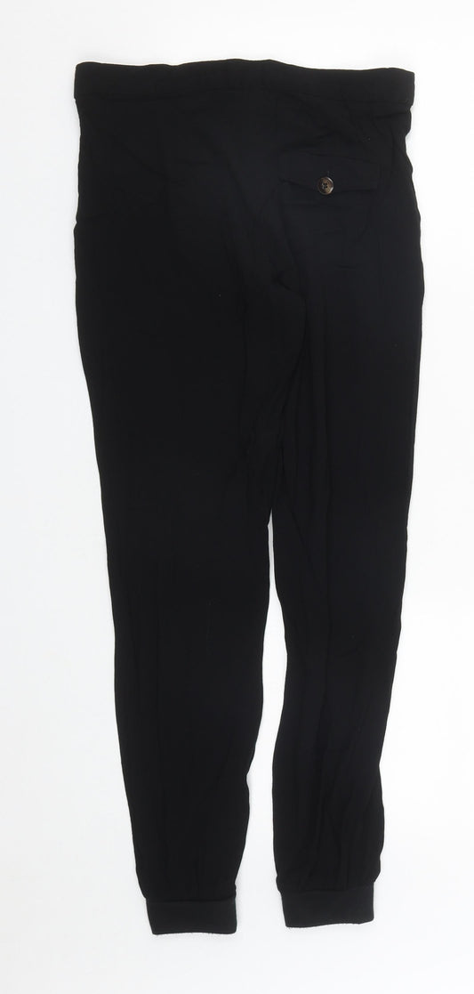 Topshop Womens Black  Polyester Jogger Trousers Size 8 L27 in Regular Zip
