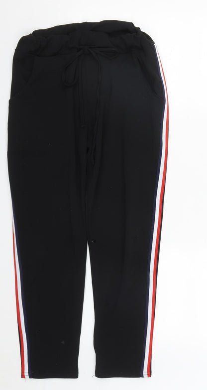Womens UK Size S Preworn Regular Fit Cropped Black Trousers