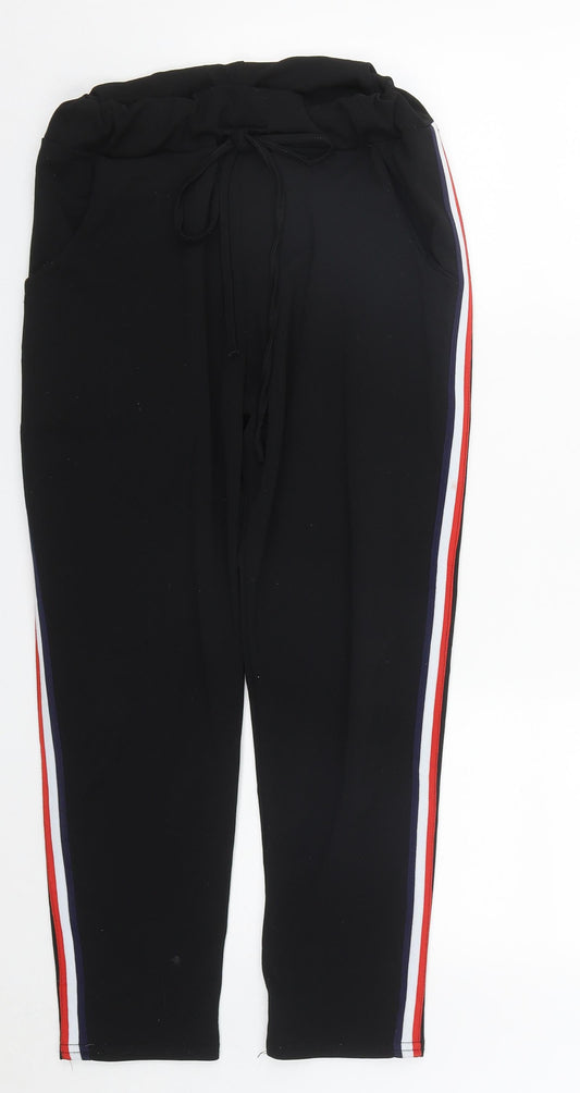 Womens UK Size S Preworn Regular Fit Cropped Black Trousers