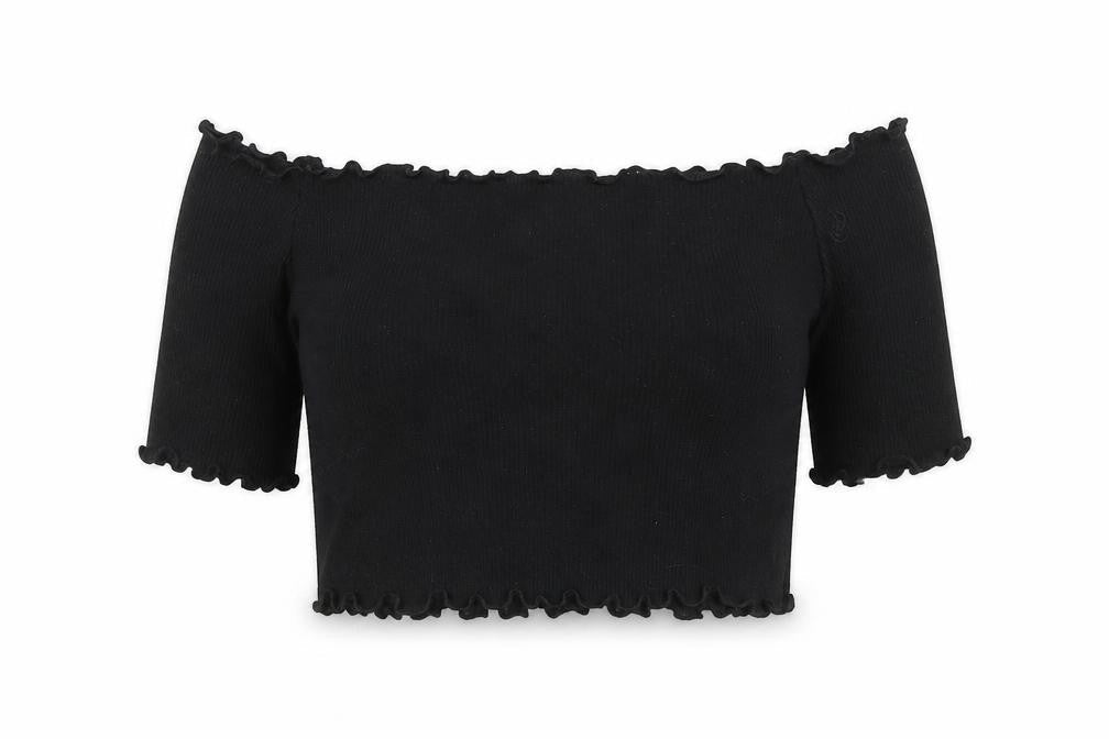Womens UK Size 10 PRETTYLITTLETHING Black Cropped T-Shirt