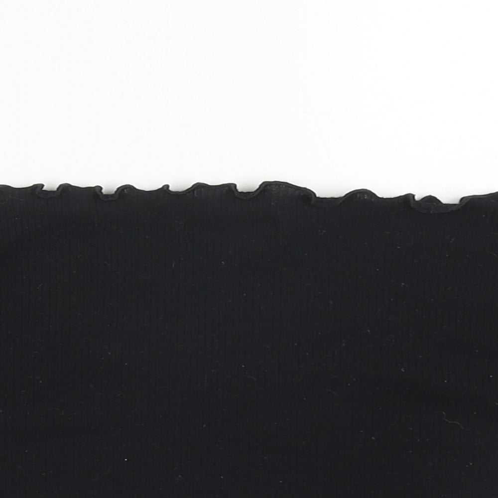 Womens UK Size 10 PRETTYLITTLETHING Black Cropped T-Shirt
