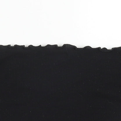 Womens UK Size 10 PRETTYLITTLETHING Black Cropped T-Shirt