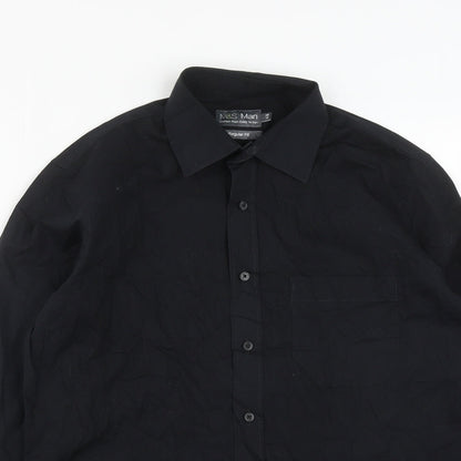 Marks and Spencer Mens Black  Cotton  Button-Up Size 15 Collared Button