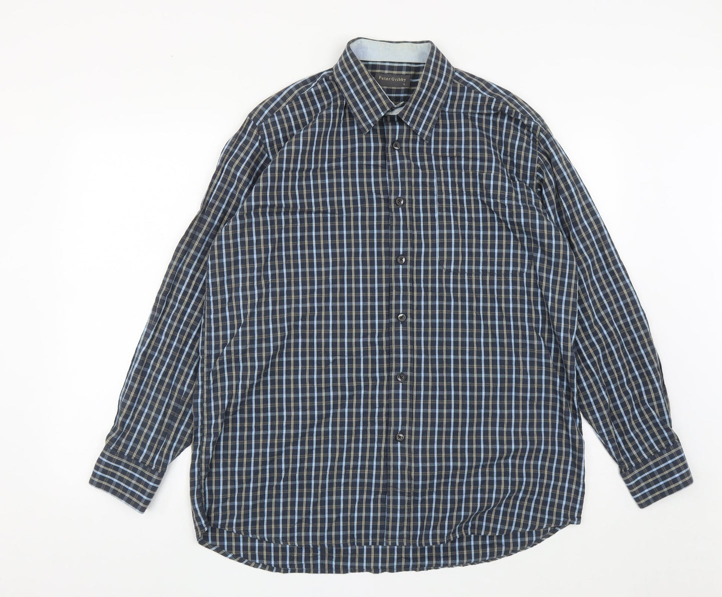 Mens UK Size L Peter Gribby Blue  Button-Up Long Sleeve Casual Shirt