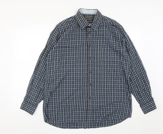 Mens UK Size L Peter Gribby Blue  Button-Up Long Sleeve Casual Shirt