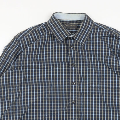 Mens UK Size L Peter Gribby Blue  Button-Up Long Sleeve Casual Shirt