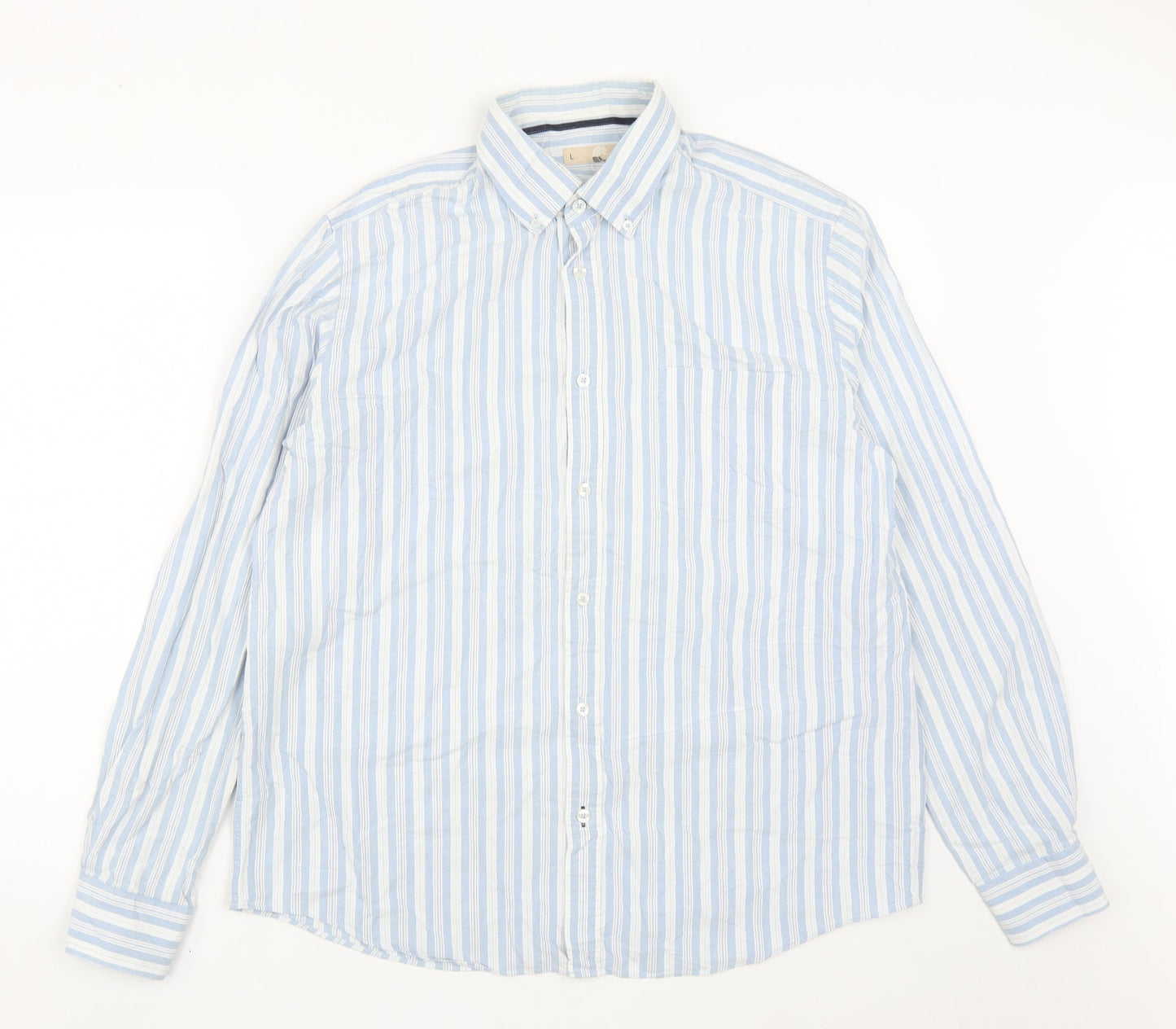 Mens UK Size L John Lewis Blue  Button-Up Long Sleeve Casual Shirt