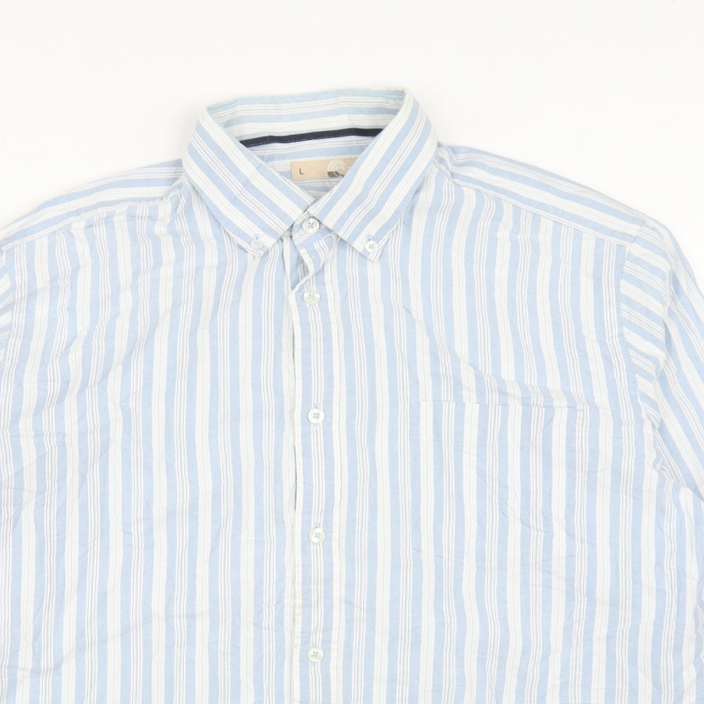 Mens UK Size L John Lewis Blue  Button-Up Long Sleeve Casual Shirt