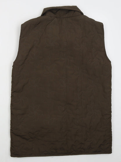 Neville Womens Brown Floral  Gilet Coat Size 10  Zip