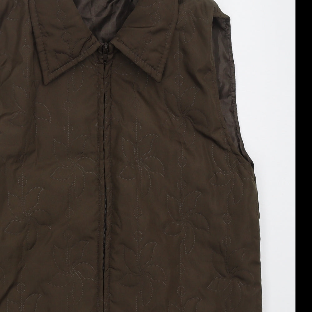 Neville Womens Brown Floral  Gilet Coat Size 10  Zip