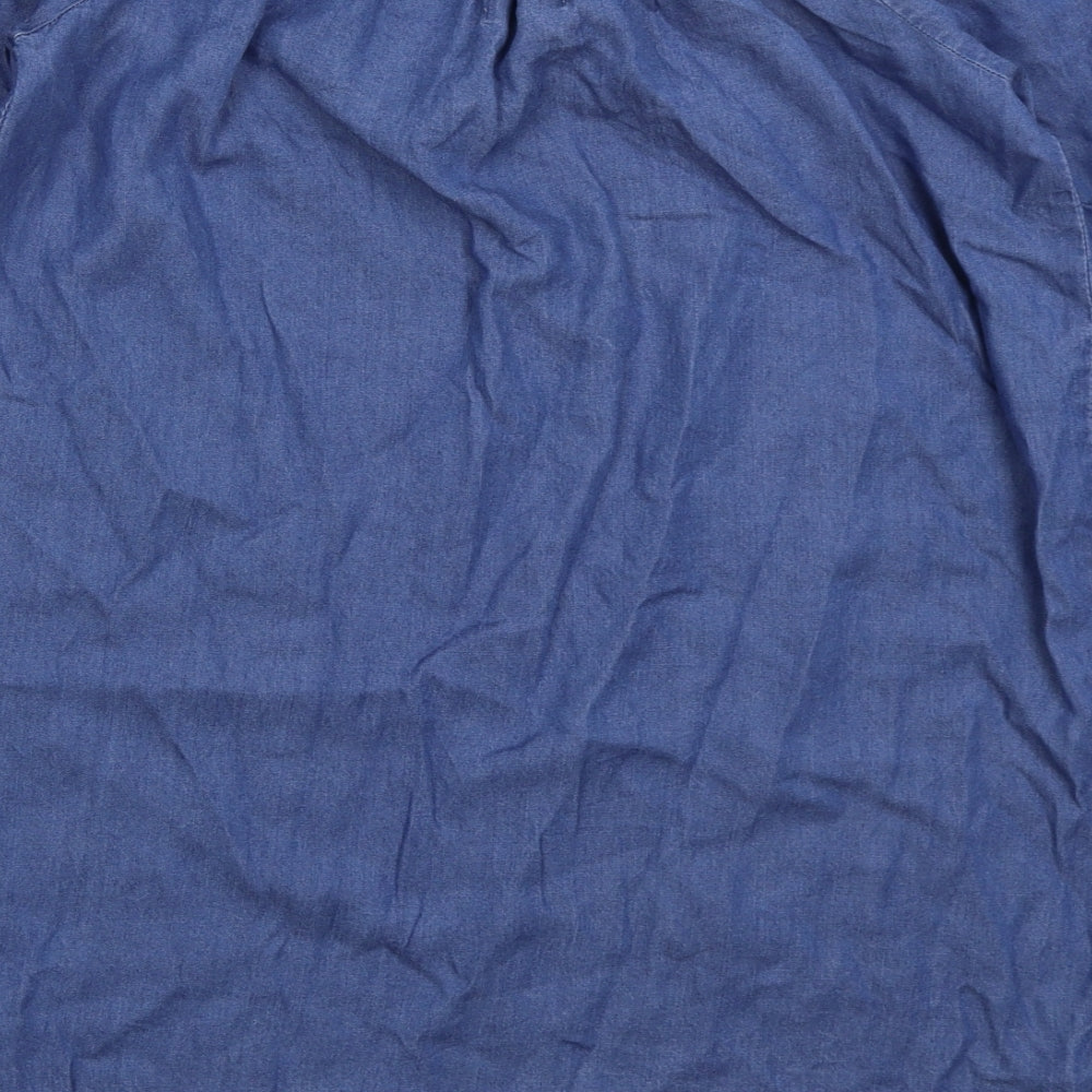 Denim Co Womens Blue  Lyocell Shirt Dress  Size 10  Off the Shoulder Pullover
