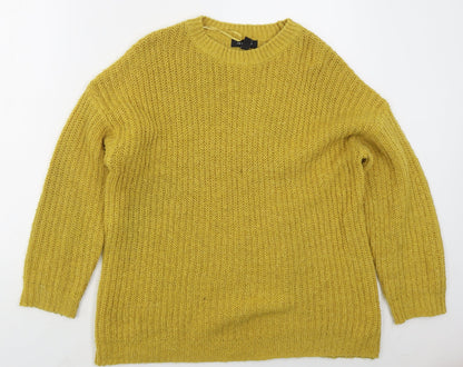 New Look Womens Yellow Crew Neck  Acrylic Pullover Jumper Size S