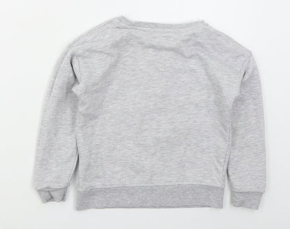 Primark Girls Grey  Cotton Pullover Sweatshirt Size 6-7 Years  Pullover - Heart