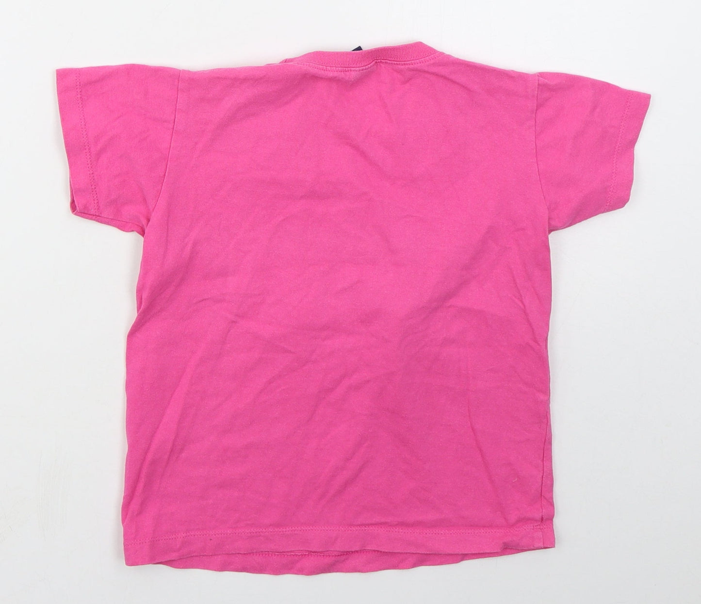 D Girls Pink  Cotton Basic T-Shirt Size M Crew Neck Pullover - Thailand Elephant Family