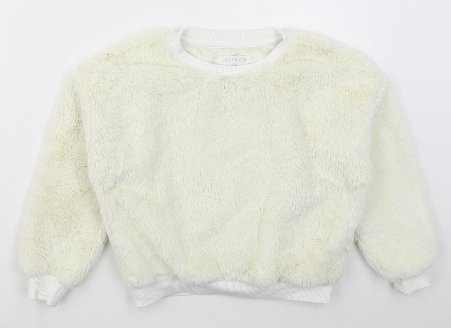 Jeff & Co Girls Ivory  Cotton Pullover Sweatshirt Size 7-8 Years  Pullover