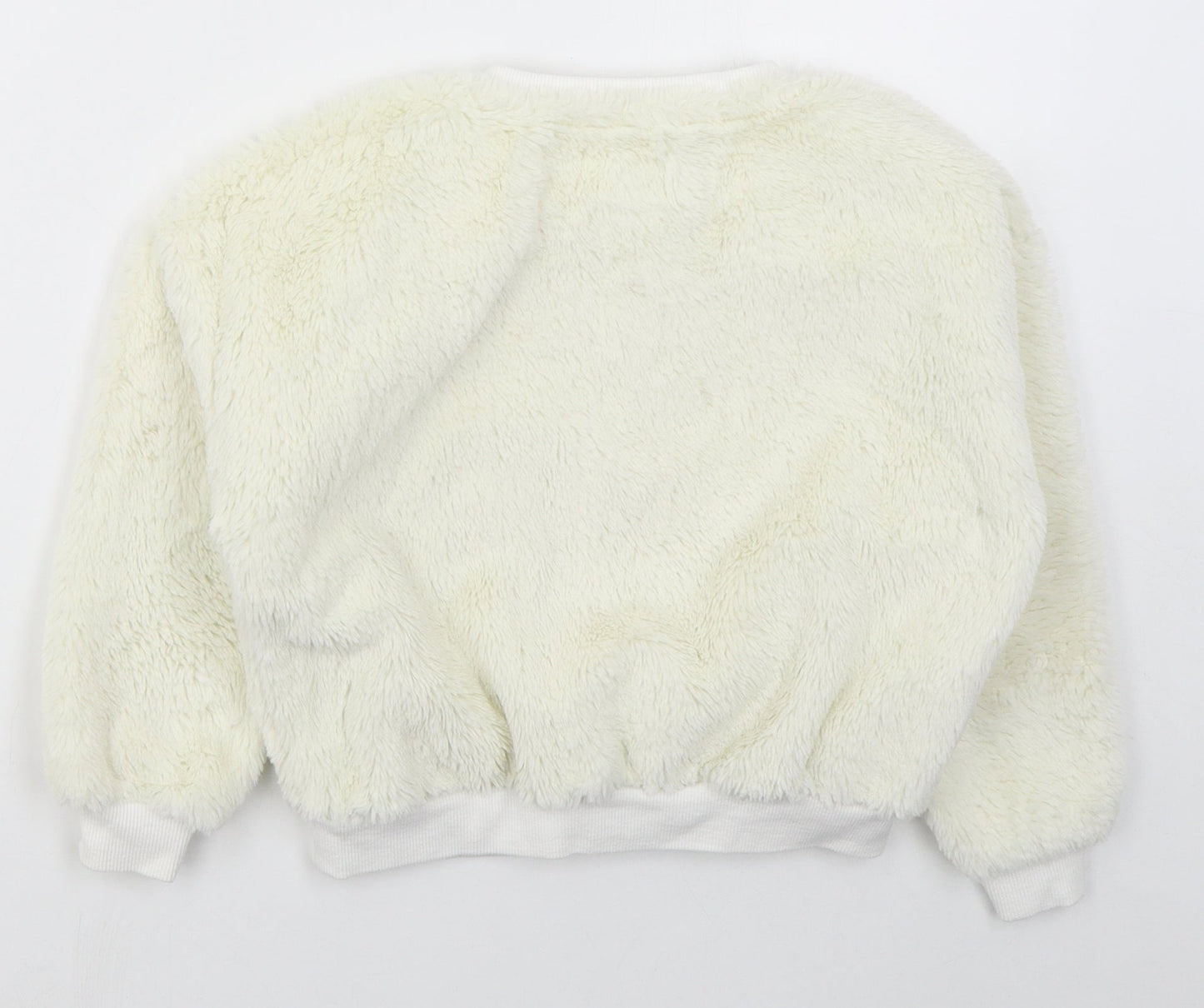 Jeff & Co Girls Ivory  Cotton Pullover Sweatshirt Size 7-8 Years  Pullover